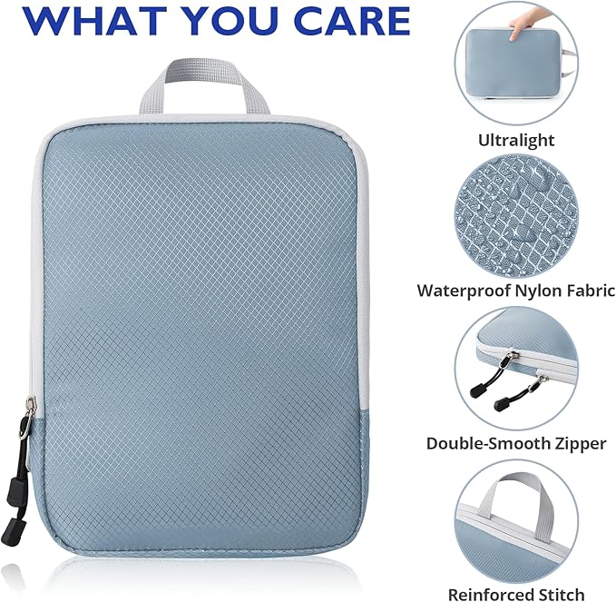 Compression Packing Cubes, 10 Set Packing Cubes for Travel Compression, Lightweight Compressible Package Organizer for Carry 