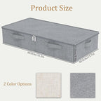 Underbed Storage Box, Foldable Under Bed Bins Container, Organizer Baskets with Lid for Organizing Clothes, Sheets, Pillows, 