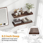 RICHFOCUS Live Edge Elm Floating Shelves - 24" W x 9.3" D Rustic Solid Wood Wall Shelves with Invisible Bracket, Wall-Mounted