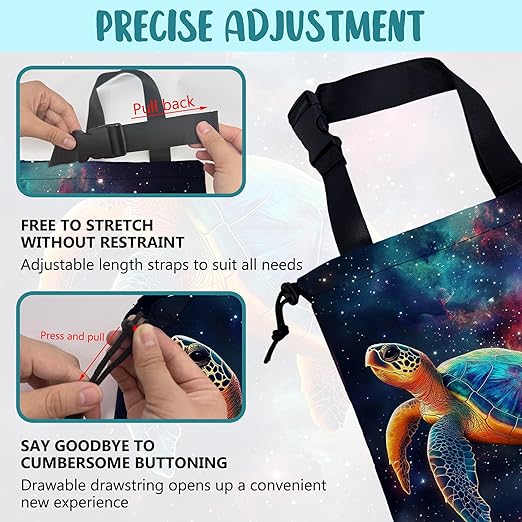 Colorful Galaxy Nebula Car Garbage Bag Sea Turtle Drawstring Car Trash Bag Hanging for Back Seat with Adjustable Buckle Canvas Vehicle Trash Can Easy-to-Install