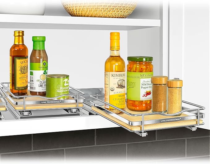 LYNK PROFESSIONAL® Élite™ Pull Out Spice Organization for Cabinets - 8-3/8 inch Wide – Spice Rack for Inside Cabinets – Wood/