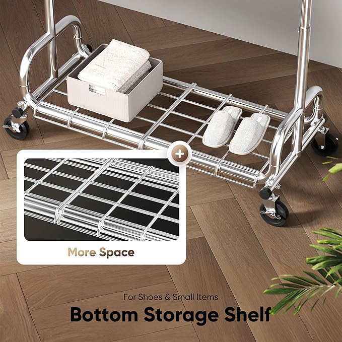 HOKEEPER Clothing Racks Heavy Duty Clothes Rack Adjustable Garment Rack for Hanging Clothes, Portable Coat Rack with Lockable