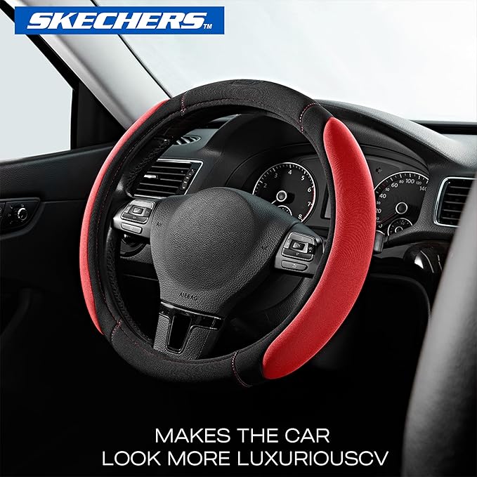 Skechers Steering Wheel Cover,Memory Foam Car Steering Wheel Cover,14.5-15inch Anti-Slip Safety Comfortable Desgin, Universal