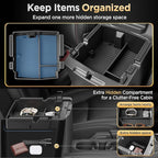 for Jeep Wrangler JL JLU 4XE(2018-2026) & Gladiator JT(2020-2026) Center Console Organizer Tray [Maximize Storage & US Patent] Cup Holder for Jeep Gladiator & Wrangler Accessories Black