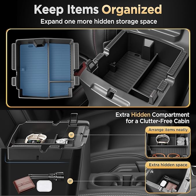for Jeep Wrangler JL JLU 4XE(2018-2026) & Gladiator JT(2020-2026) Center Console Organizer Tray [Maximize Storage & US Patent] Cup Holder for Jeep Gladiator & Wrangler Accessories Black
