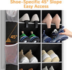 Yecaye 8 Tier Over the Door Shoe Organizer of Deep 16 Compartments, 50lbs Load Shoe Rack for Door in Oxford Holds 16-24 Pairs