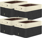 BALEINE 4 Pack Fabric Closet Storage Bins for Shelves, Linen Closet Organizers and Storage, Decorative Baskets for Organizing