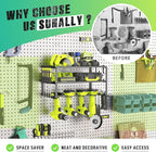 SUNALLY Power Tool Organizer, Heavy Duty Iron, 3 Layers Storage Rack with 4 Drill Holders, Floating Tool Shelf Wall Mounted, 