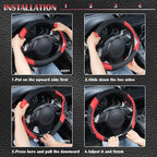 CAR PASS Line Rider Microfiber Leather Sporty Steering Wheel Cover Universal Fits for 95% Truck,SUV,Cars,14.5-15inch Anti-Sli