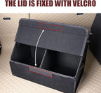 car organizers and storage for SUV,trunk organizer for sedan, leather foldable sleek box with lid,collapsible cargo bins, tool