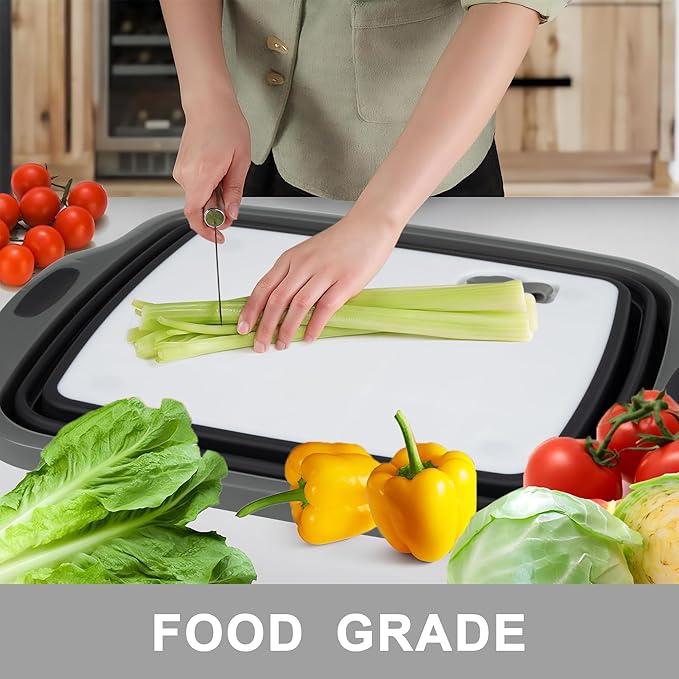 Tiawudi Large Collapsible BBQ Prep Tub with Lid(4.22 Gal/16L), Foldable Camping Sink with Colander, Cutting Board, Dish Basin