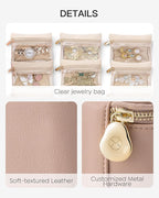 Vlando Small Jewelry Box Organizer,Travel Jewelry Storage with 6 Velvet Jewelry Zipper Pockets,Travel Jewelry Case Birthday G
