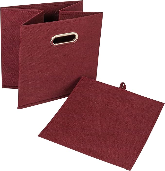 Household Essentials Foldable Fabric Storage Cubes 6-Pack – 11x11x11 Stackable Non-Woven Bins with Chipboard Sides & Grommet 
