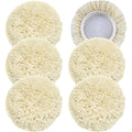 6 PCS Wool Buffing Polishing Pads - 6 Inch Natural Wool Cutting Pads With Hook and Loop Backing, Compound & Polishing for Automotive Car Boats Glass Furniture Body Repair
