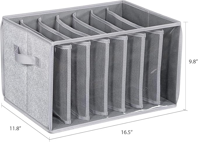 Zilink Upgraded Pants Organizer with Support Board Clear Jeans Organizer for Closet with 7 Grids Wardrobe Clothes Organizer f