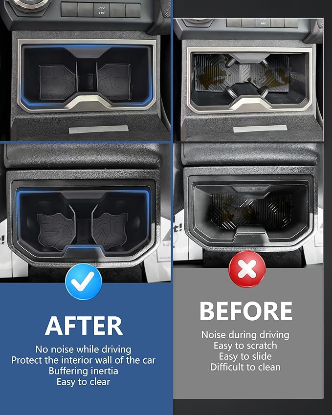 Cup Holder Inserts for Toyota Tacoma 2024 2025 2026 Accessories, Non-Slip TPE Center Console Front & Rear Cup Holder Protector Organizer for Tacoma Interior Accessories