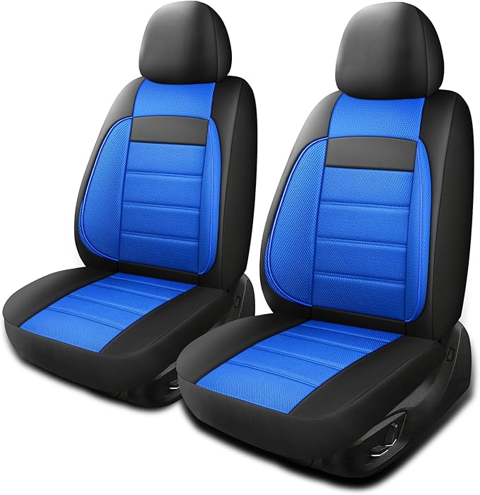 3D Foam Leather Car Seat Covers Two Front Seats only, Air Cool Mesh Thick Seat Covers, All Weather Car Seat Cover Comfort & P