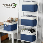 Temary Fabric Storage Baskets 4Pack Storage Bins Decorative Basket for Gift, Clothes Bin with Rope Handle, Rectangle Baskets 