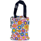 Groovy Flower Car Trash Bag,Retro Daisy Hanging Drawstring Car Garbage Bag,Waterproof Canvas Car Back Seat Organizer with Adjustable Buckle,for Vehicles,SUVs,Camping,Road Trips