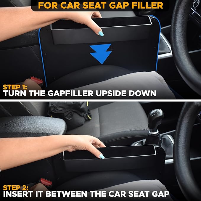 EcoNour 3-in-1 Steering Wheel Tray with Car Seat Gap Filler Organizer (1 Pack) | Food Table for Eating in Car | Laptop Desk, iPad Holder and Storage Box in-Between Seat Organizer | Car Accessories