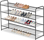 AOODA 4 Tier Long Metal Shoe Rack for Closet Wide Stackable Shoe Storage Organizer for Entryway, Bedroom, Floor, Holds 30 Pai