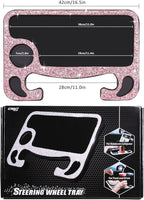 eing Bling Auto Steering Wheel Desk, Laptop,Tablet, Notebook Car Travel Table, Food Eating Hook On Steering Wheel Tray, for Constant Travelers, Fits Most Vehicles Steering Wheels,Pink