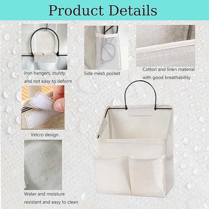 2 Pack Wall Hanging Storage Basket,Wall Hanging Organizer Bags with Pockets, Wall organizer Storage for Dormitory Bathroom Be