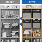 Temary 11 x 11 Cube Storage Bins Fabric Storage Cubes for Shelf, Closet, 4 Pack Cube Basket for Clothes, Storage Cube Bins wi