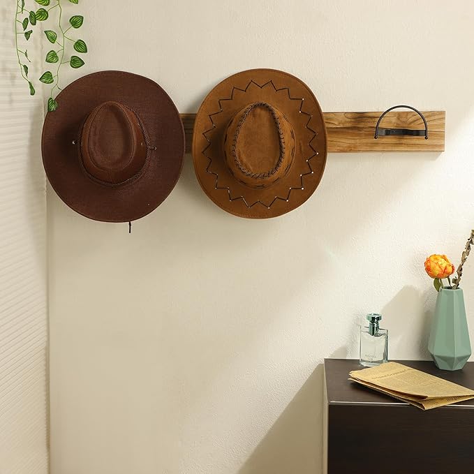 Taozun 4pcs Cowboy Hat Rack for Wall, Hat Holders for Storage and Display, Drilling Metal Cowboy Hat Hanger