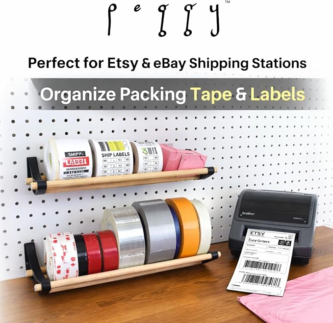 PEGGY Pegboard Accessory Hook and Dowel Organizer Storage for Tape, Steel Wire Spools, Ribbon, Crafts, Hobby, 12” kit (3PK Bl