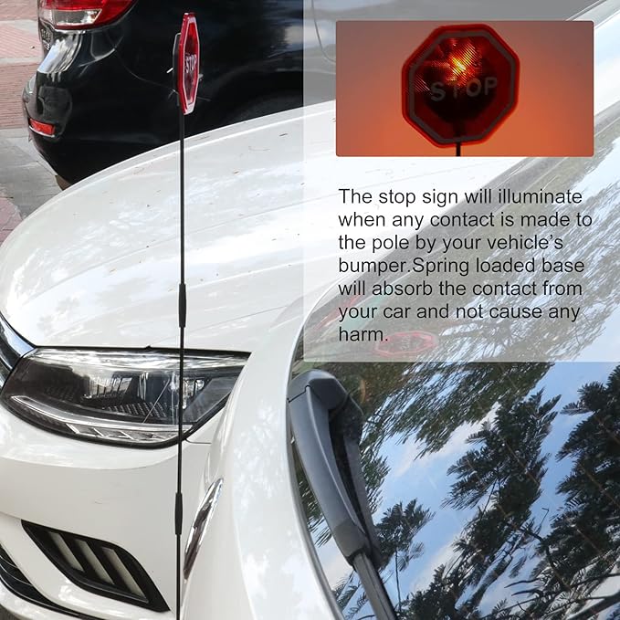 Amiss Flashing LED Stop Sign for Garage Parking Assist, Parking Stopper for Garage, Garage Car Stoppers Indicator, Parking Sensors for Vehicles, Bumper Guards Aid, Car Exterior Accessories (1-Pack)