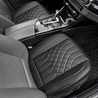 2-Pack Leather Front Car Seat Covers - Bottom Car Seat Covers Fully Wrapped, Non-Slip and Waterproof, Fits Most Vehicles Blac