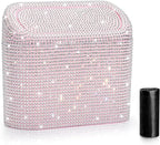 Accmor Bling Car Trash Can with Lid, Leakproof Mini Vehicle Trash Bin Automotive Dustbin Organizer Storage, Sparkling Crystal Rhinestone Trash Bag Container with 30pcs Garbage Bags Car Accessories