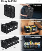 HOTOR Trunk Organizer - 3-Compartment Car Organizer and Storage with Cooler Bag, Foldable Car Storage Organizer for SUV with