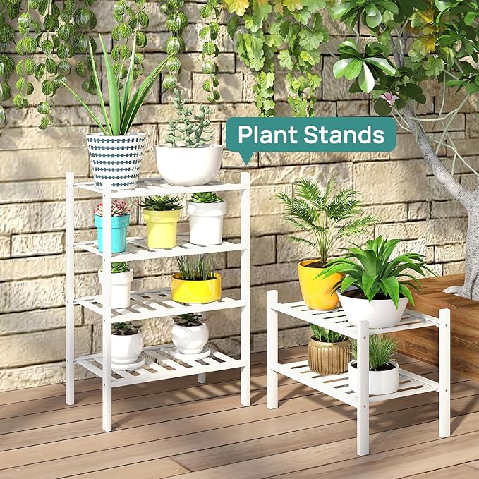 viewcare White Small Shoe Rack for Entryway,2-Tier Bamboo Shoe Organizer for Hallway Closet, Free Standing Shoe Racks for Ind
