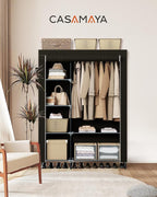 CASAMAYA Portable Closet, 48 Inch Large Capacity Wardrobe Closet, Clothes Storage Organizer with Shelves and Hanging Rod, Eas