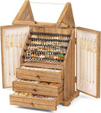 Jewelry Box Organizer, Rustic Wooden Jewelry Boxes for Women Girls, Large Storage Earring Holder Organizer Display for Earrin