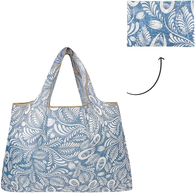 allydrew Large Foldable Tote Nylon Reusable Grocery Bags, 6 Pack