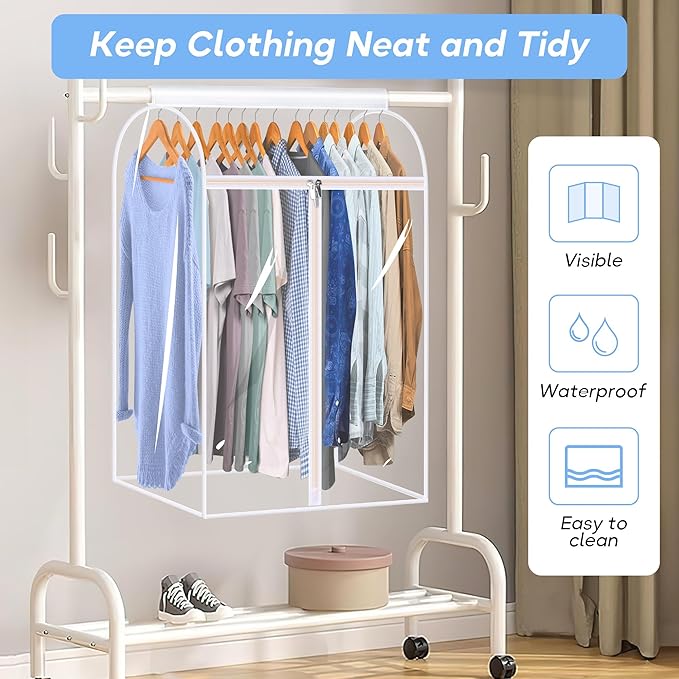 KEETDY 35" Hanging Garment Bags for Closet Storage Large Clear Garment Bags for Hanging Clothes Garment Rack Cover Coat Prote
