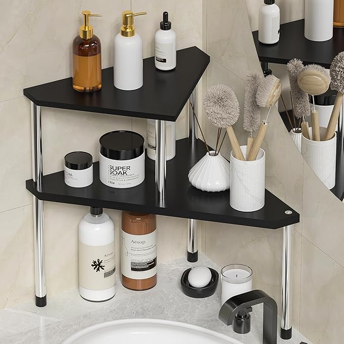 Weenson Bathroom Counter Organizer Over Sink for Toiletries, Makeup, Kitchen Countertop Organizer Spice Rack for Salt, 2-Tier