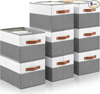 8 Pack Large Storage Bins with Handle,Collapsible Storage Basket for Shelves,Fabric Closet Organizer for Organizing Clothes B