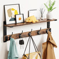 Oraich Coat Rack Wall Mount with Hooks and Shelf for Coat, Backpack, Key, Clothes Hanger, Wall Floating Shelf for Entryway, L