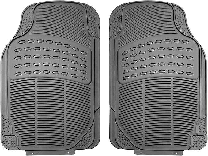 FH Group Car Floor Mats - Heavy-Duty Rubber for Cars, Universal Fit 3 Rows Full Set, Trimmable ClimaProof Floor Mats, For SUVs, Truck, Gray