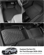 DrCarNow® Floor Mats Full Set for Ford Escape 2026 2025 2024 2023 2022 2021 2020(Not for Hybrid), Custom Fit All Weather TPE Liners with Cargo Mat & Backrest Protector for Car SUV Interior Accessories