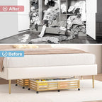 Under Bed Storage Containers With Wheels - 2 Pcs Large Bamboo Wood Rolling Underbed Shoe Storage Bins With Dust Bags for Clot