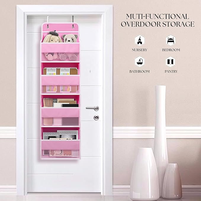 Giraffe Creation Over Door Organizer with 4 Large Capacity Pockets, Heavy Duty Hanging Organizer Storage for Closet Bathroom 