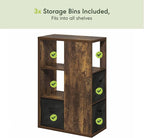 Furinno Viola Book Shelf, 3-Tier Bookshelf, Cube Storage Organizer Bookcase with Open Shelf, with Storage Bins, 13.6 x 29.3 x