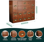 14-Drawer Apothecary Cabinet - Index Card Organizer - Miniature Chest of Drawers - Brass Handle Organizer - Kids' Arts and Cr