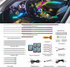 Acrylic Interior Car LED Strip Lights, Dreamcolor 18-in-1 Car Ambient Lighting Kit, with APP Control, 622 LED Fiber Optic Strip Lights for Cars, Supports Neon Sync with Music DIY Mode.