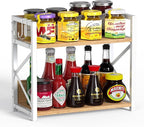 RUILALIFE Kitchen-Countertop-Organizer-Shelf, 2 Tier Coffee Bar Station Organizer for Counter,Wooden Spice Rack Shelf, Space 